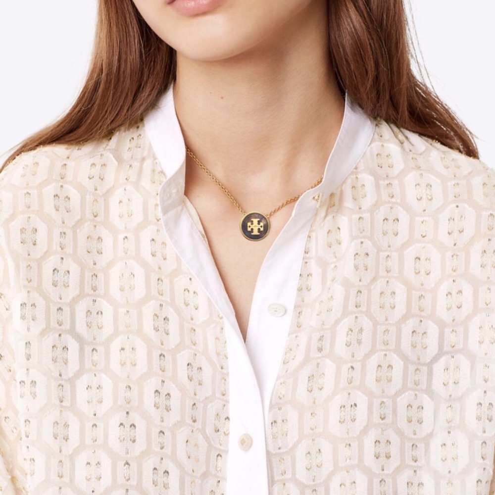 TORY BURCH • Semiprecious Logo Stone Necklace - Picture 2 of 4